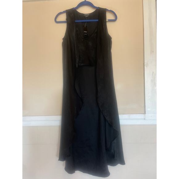 Vintage BEBE Satin Drama Top GOTH FAIRY Long Vest w Crop Top XXS NWT Witchy - Picture 3 of 8